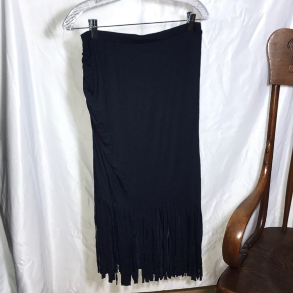 Size M - INC Fringed Navy Blue Pencil Skirt - Picture 1 of 4